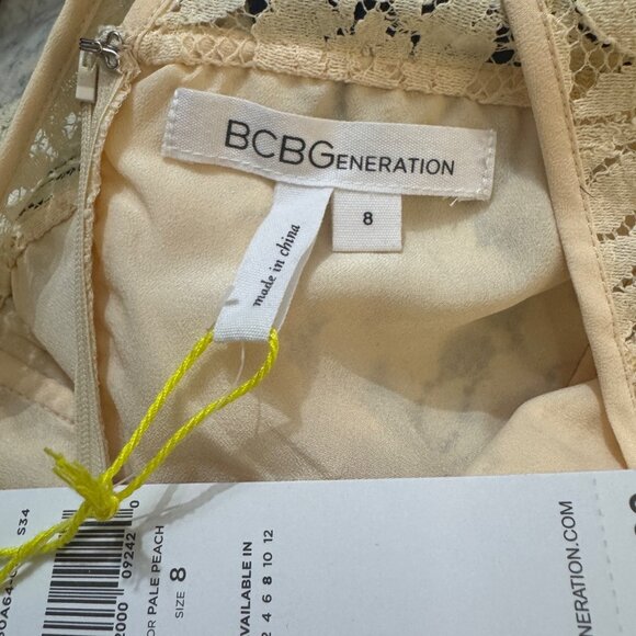 BCBGeneration Womens Lace Overlay Sleeveless Dress Size 8 Beige NEW - Picture 5 of 6